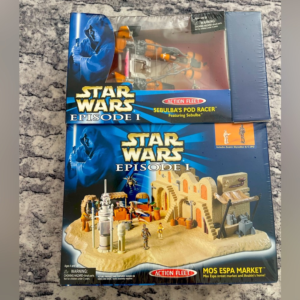 Star Wars Episode 1 Mos Espa Market Action Fleet W/sebulba's Pod Racer
